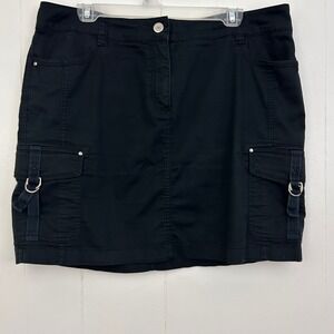 White House Black Market Black Cargo Mini Skirt Size 12 Utility D-Ring Pocket